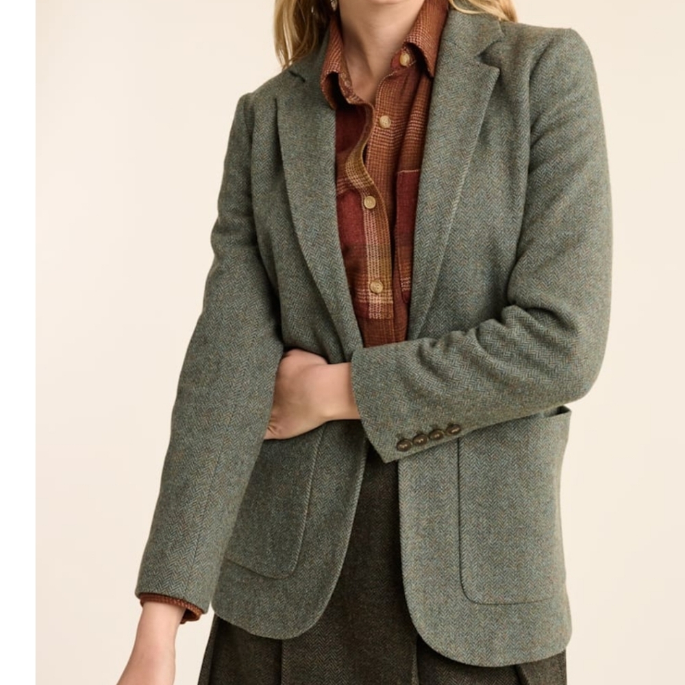 Pendleton Oregon Green Tweed Herringbone Blazer Women's Size 14